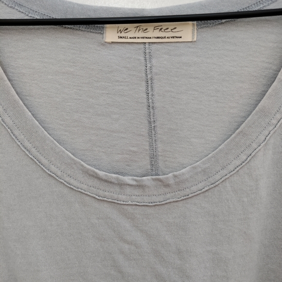 We The Free Wash Out Pastel Blue Slouchy Worn Oversized Cotton Beachy Blouse Top - Picture 3 of 12